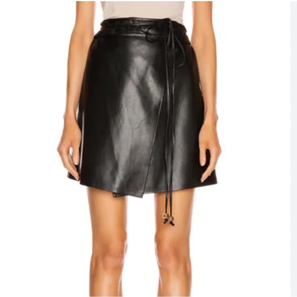 NWT Nanushka black faux leather wrap mini skirt small Revolve FWRD sold out! - Picture 1 of 5